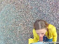 Cunning man in spy glasses picked up unsuspecting fangirl and fucked her near Zenit training base