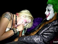 Girl sucks dick and gives herself to freaky clown after the craziest New Year party in her life