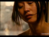 Asian babe has fun with her bearded boyfriend and that hot act of sex finishes with cute hug