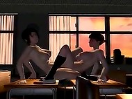 Big-boobied Japanese teachers crazily ride students' erect boners in hentai porn video