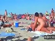 Voyeur was able to record the beach full of nudists doing public sex with no shame