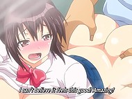 Ο τύπος από την Ιαπωνική hentai βίντεο επιλέγει κάποια curvy φοιτήτριες και πηδάει τους στο τρένο