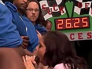 Experienced blowjob mistress had half hour to blow out all cocks of blue team members
