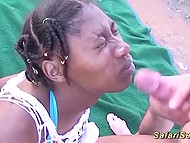 Black man organizes foursome for his white guest with two African hookers in nature