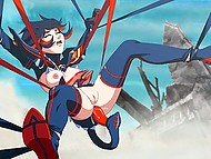 Wizard charmed tentacles and they fucked character of Japanese cartoon in all holes