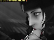 Black and white XXX cartoon starring busty character of famous video game Bioshock taking dick in pussy