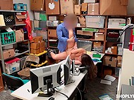 Winsome shoplifter and store security officer make sex deal because she doesn't want to be arrested by police