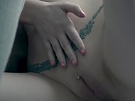 Cinematic scene of lesbian love featuring two pale-skinned teen beauties with tender bodies
