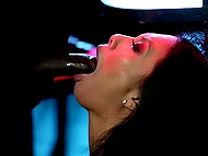 Steamy oriental pornstar Asa Akira is crazy about night life and she is going to enter club giving blowjob to guard