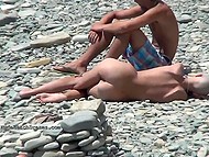 Ideal natural conditions and deserted beach allow young people make it collectively under the open sky