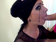 Hot brunette teen demonstrates her wonderful oral skills, giving a blowjob in the POV scene