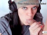 Young brunette girlfriend combines two main pleasures - listening to music and hot fucking